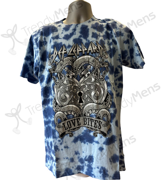 Def Leppard - Love Bites Tie Dye Men's T-Shirt - Blue