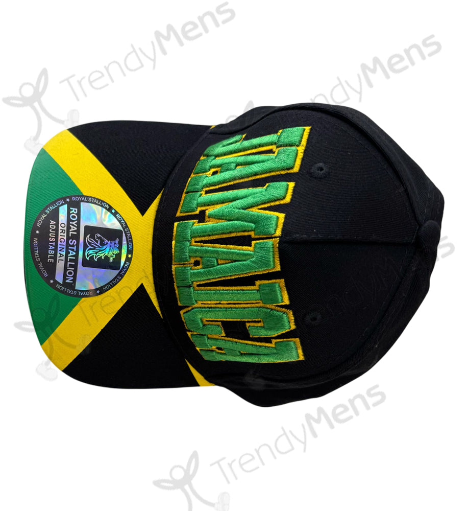 Buy Jamaica Flag Design Snapback Cap in Black