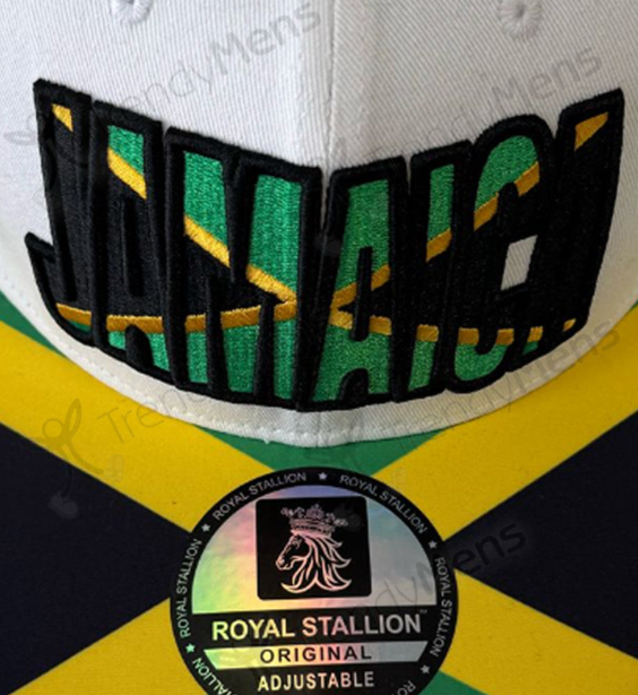 Shop Jamaica Flag White Design Snapback Cap