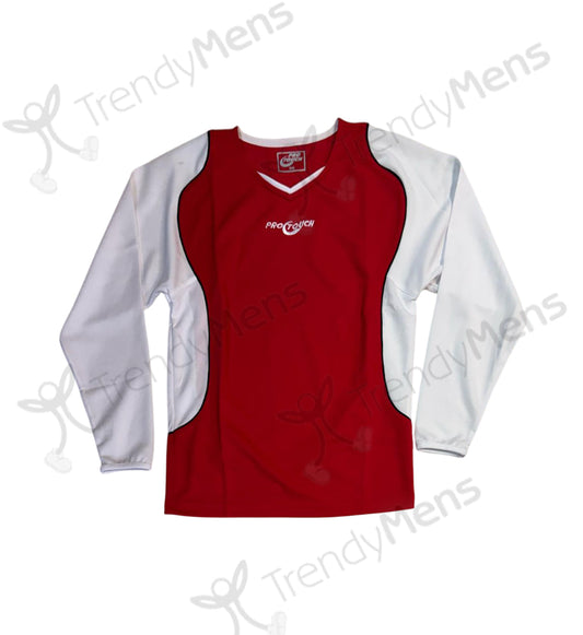 Protouch Red and White Long Sleeve Footballers T-Shirt