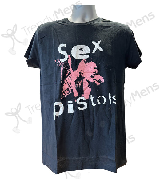 Sex Pistols Logo Print Men's T-Shirt - Black