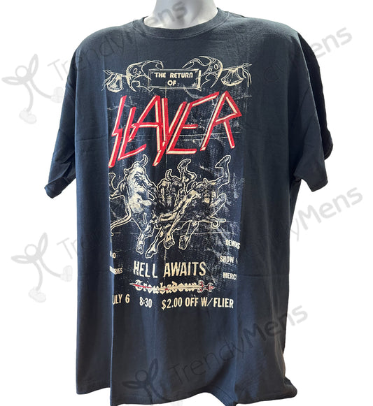 Slayer Hell Awaits Vintage Flyer Men's T-Shirt - Black