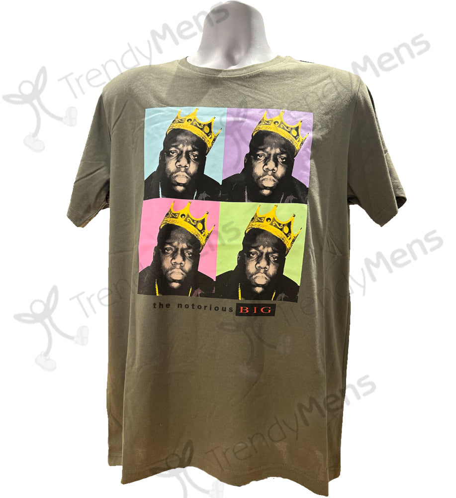 The Notorious BIG Biggie Smalls - Crown Pop Art T-Shirt - Green