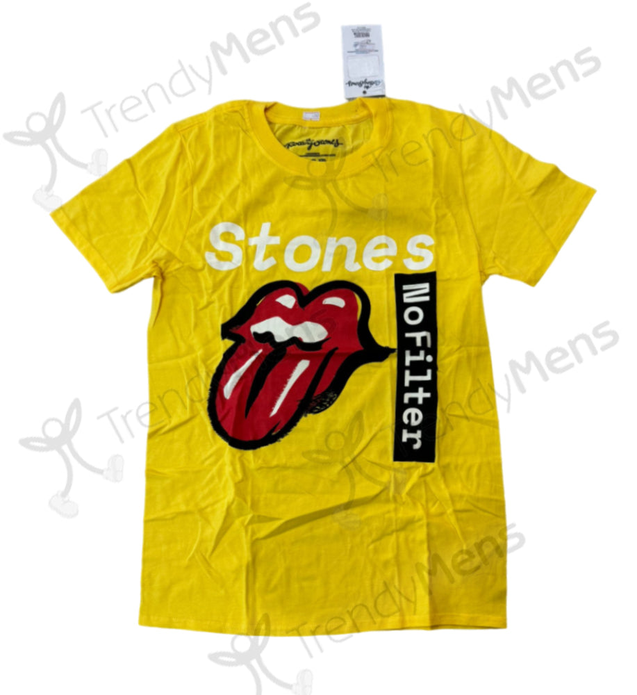 Rolling Stones No Filter Text (Soft Hand Inks) T-Shirt - Yellow