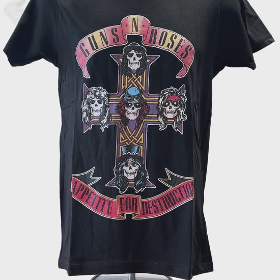 Buy Guns N Roses Appetite For Destruction Logo Print Men's Tee Black Online