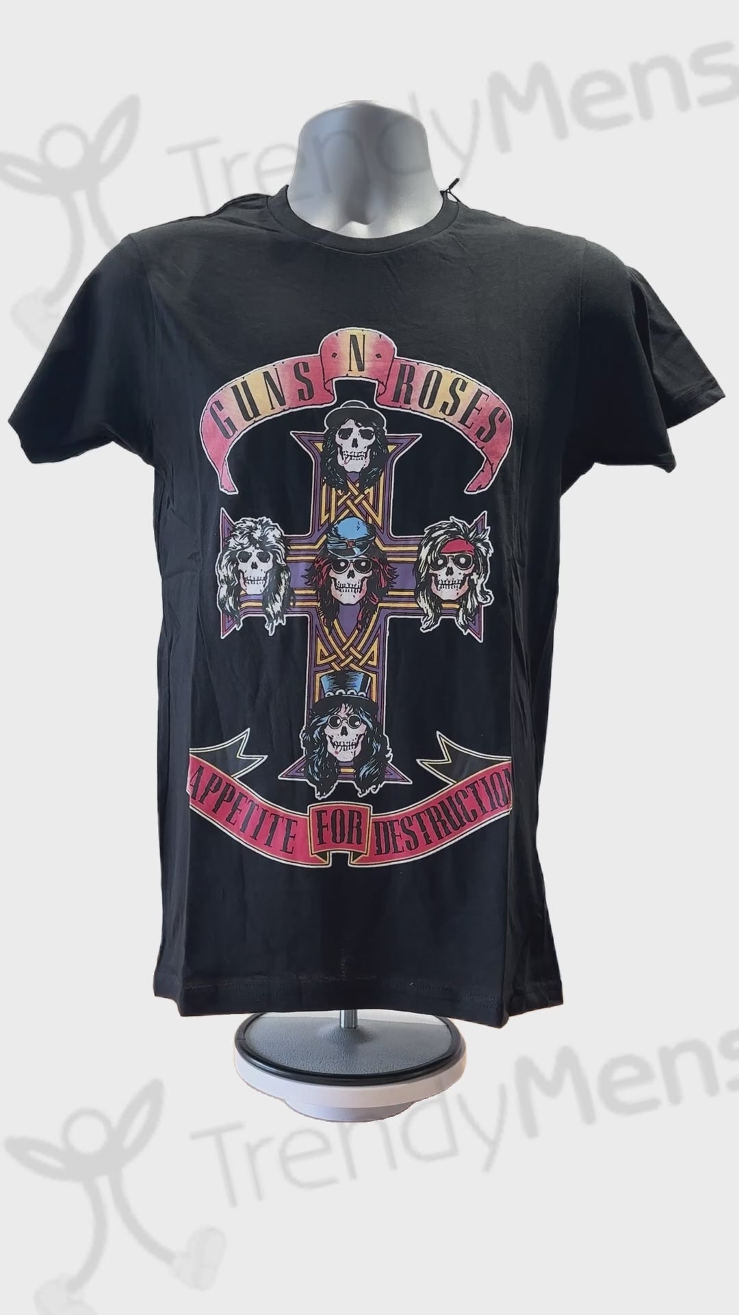 Buy Guns N Roses Appetite For Destruction Logo Print Men's Tee Black Online