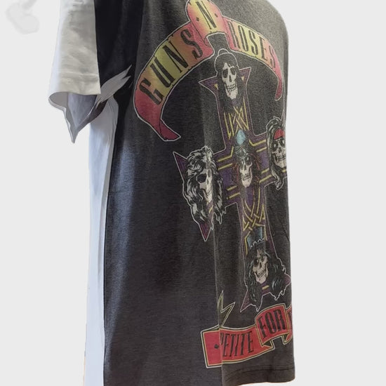Buy Guns N Roses Appetite For Destruction Logo Print Men's Tee Grey Online