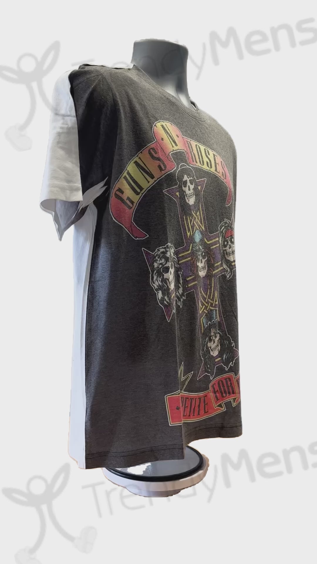 Buy Guns N Roses Appetite For Destruction Logo Print Men's Tee Grey Online