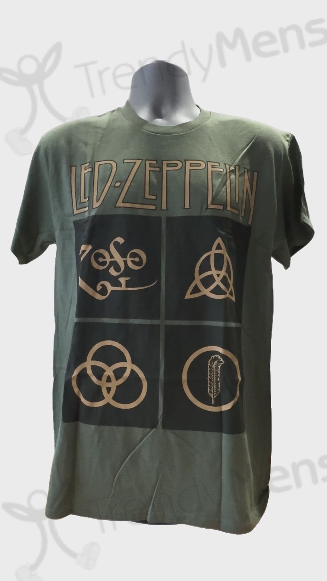 Buy Led Zeppelin - Gold Symbols & Black Squares Print Men's Tee Online