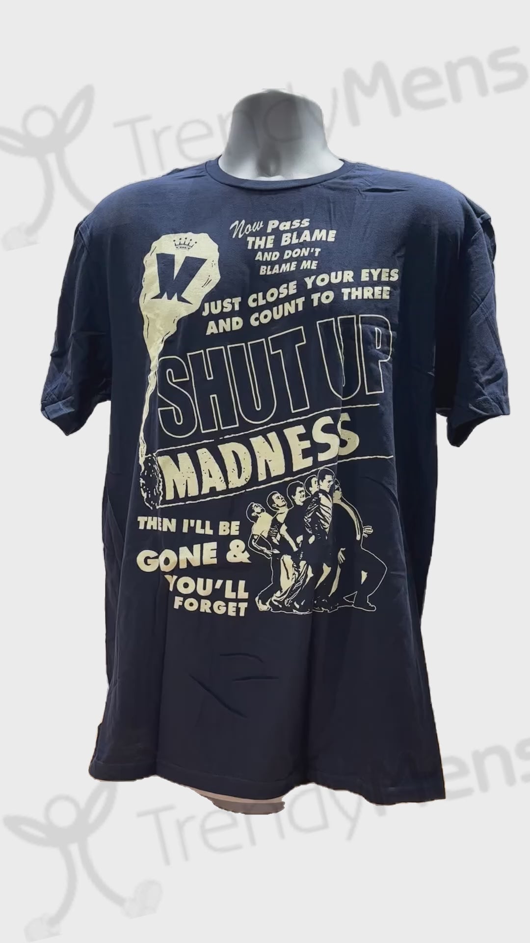 Shop Madness Shut Up Graphic Print T-Shirt Navy Blue