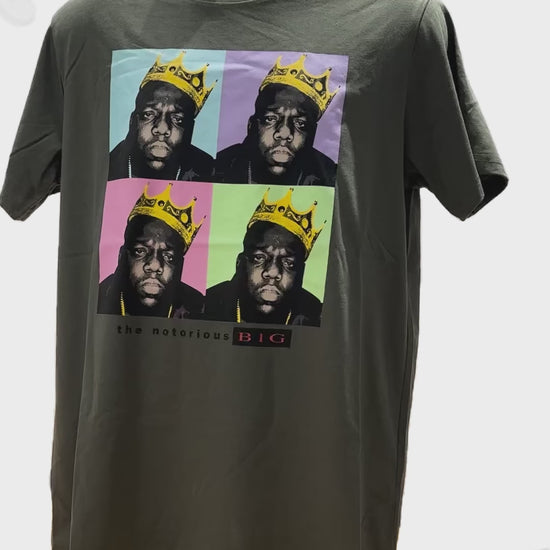 The Notorious BIG Biggie Smalls - Crown Pop Art T-Shirt - Video